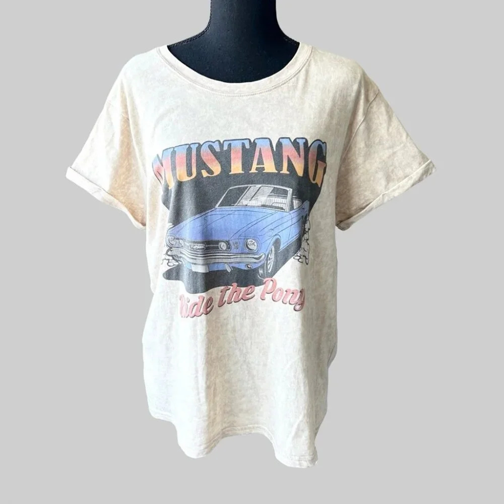 Retro Ford Mustang Graphic Ride The  Pony T-shirt